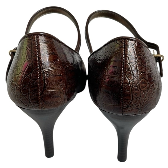 Predictions Brown Croco Leatherette Strap Heels Women’s Sandals Size 8.5 NWOB - Picture 7 of 8